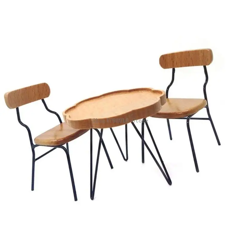 Miniature Coffee Table Chair Set 1/12 Doll House Scene Display Furniture With Realistic Detail For Kids Imagination Play view 5