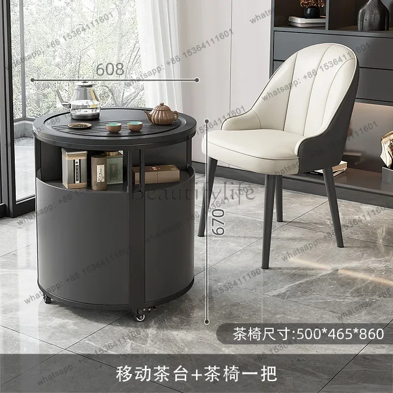 tea table and chair combination small apartment home modern simple balcony multi-functional mobile tea cart