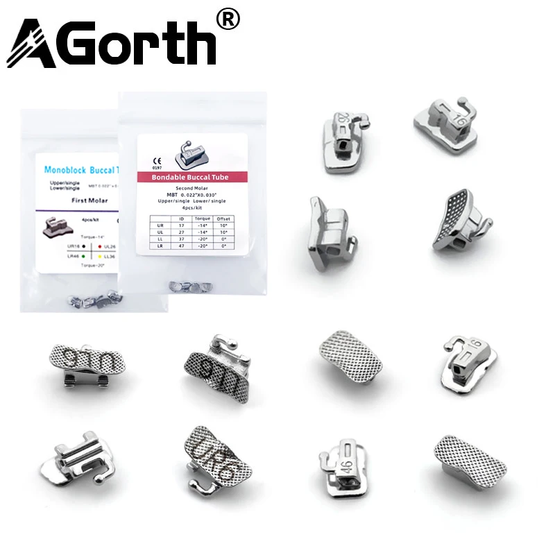 4 Stücke Dental Kieferorthopädie Bukkalröhrchen Bondable 1st/2nd Molar Monoblock Bukkalröhrchen Roth MBT Zahnmedizin Kieferorthopädie Werkzeug