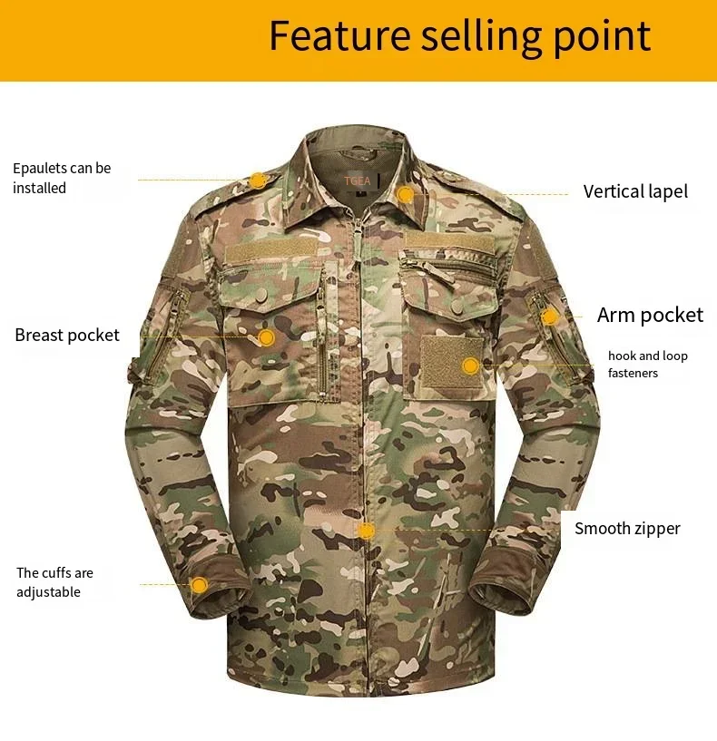 Spring and Summer Long Sleeve Shirts Windbreaker Combat Uniform Train Suits Work Sets Outdoor Clothes Hunting Suit Men Shirt