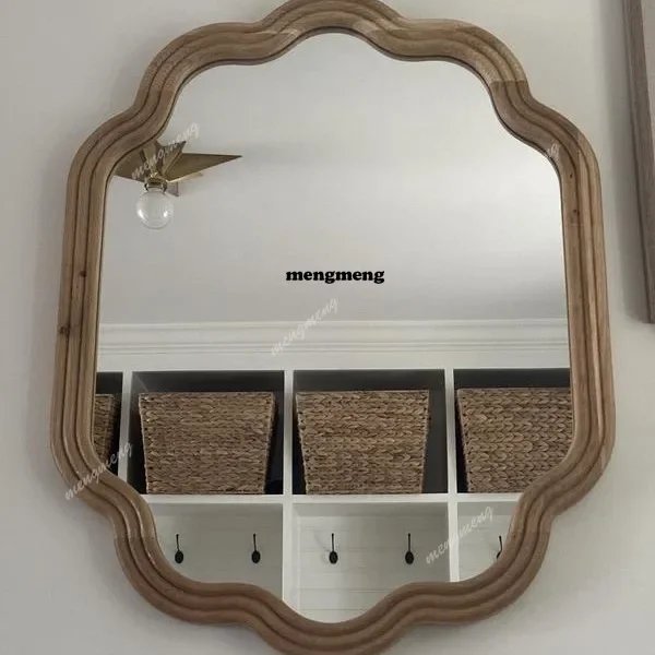 Best seller European retro fashion makeup mirror household bathroom mirror background wall wall hanging porch fireplace decorati