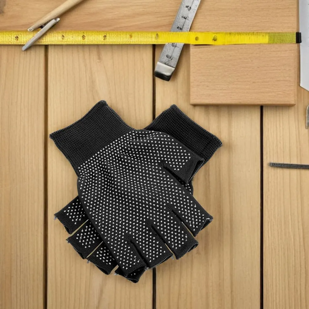 

8 Pairs Anti-slip Finger Gloves Black Fingerless Mitten Antislip Working Convenient Water Proof Anti-skid