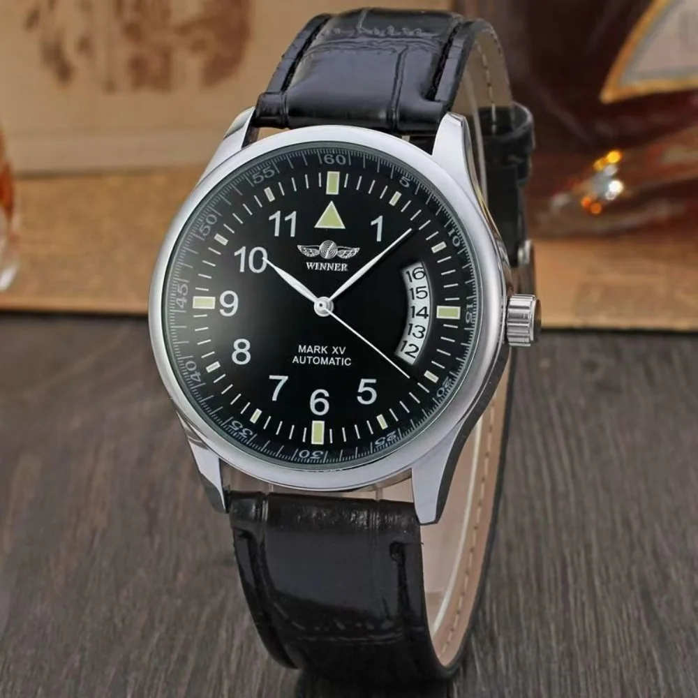 Luxurious Men's Classic Business Automatic Mechanical Watch, Black Dial, Calendar, Leather Strap - Elegant Minimalist Design, Suitable for Casual and Formal Wear, Perfect Gift for Christmas, Father's Day, Birthdays, Anniversaries, and Special Occasions. Exquisite Style, Durable Dial, No Battery Needed