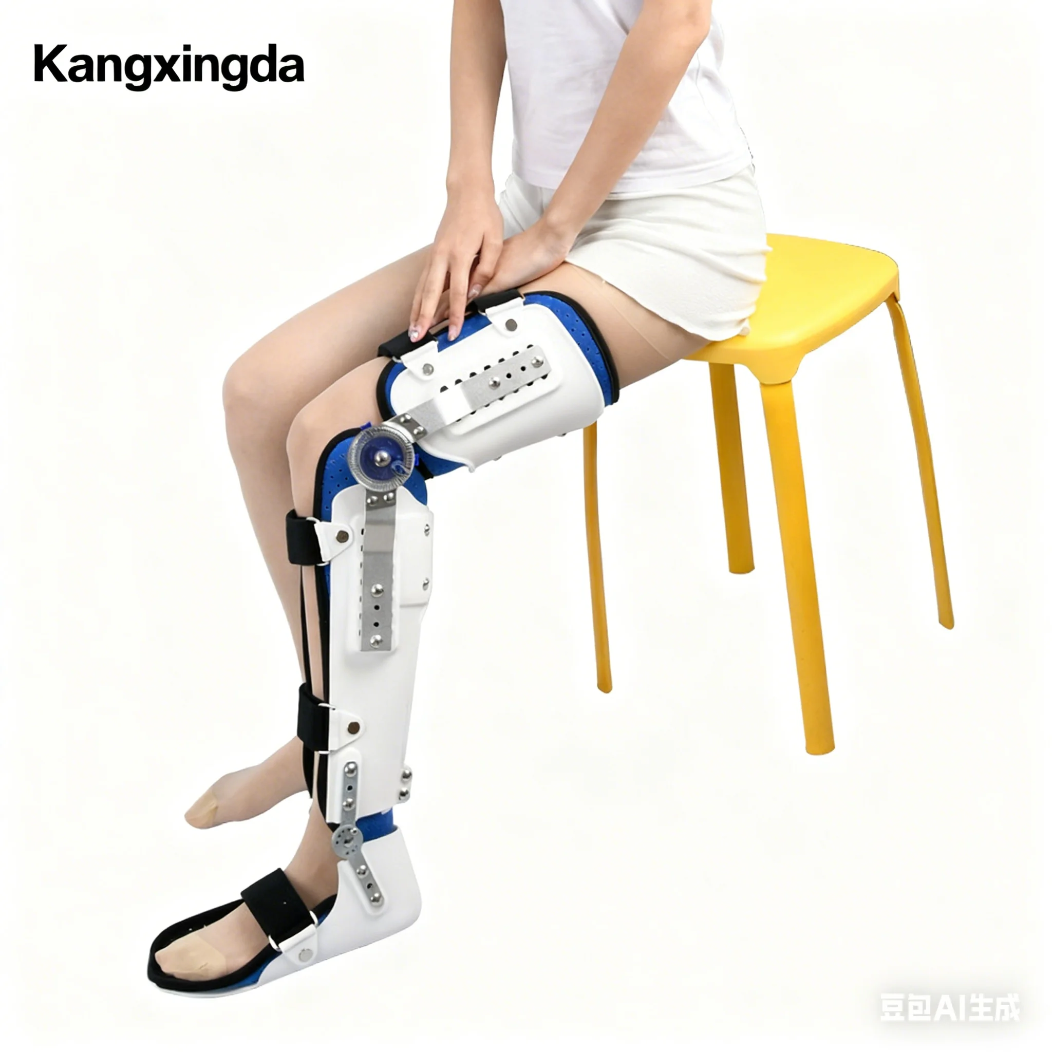 

Rigid Adjustable Knee Ankle Foot Orthosis Brace Thigh Calf Lower Limb Support Stabilizes Joints Promotes Health Recovery