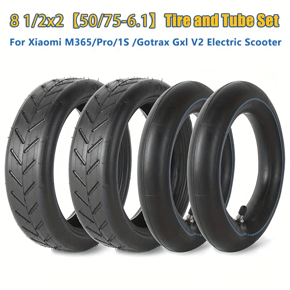 

8 1/2x2 Tire and Tube Set 8.5 Inch Scooter Replacement Tires 50/75-6.1 Tire for Xiaomi M365/Pro/1S Electric Scooter Tyre Parts
