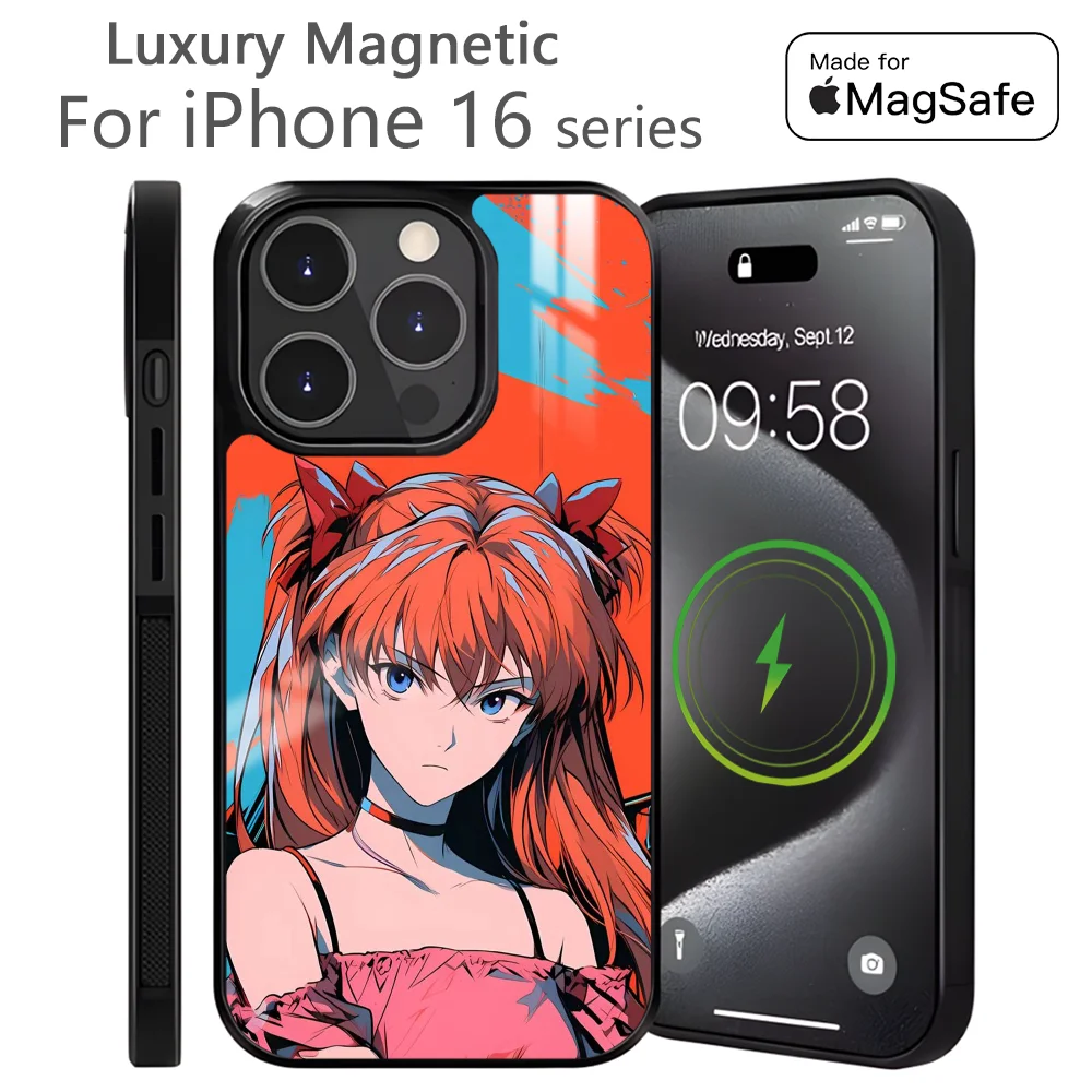 Anime Asuka Phone Case For IPhone 16 15 14 13 Pro Max Plus Mini Magnetic Magsafe Wireless Charging Cover