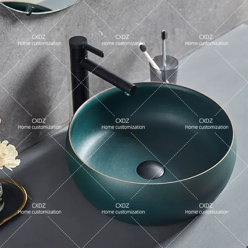 Luanyi Ceramic Table Basin Simple Single Wash Basin Creative Art Sink for Balcony Bathroom Household Use