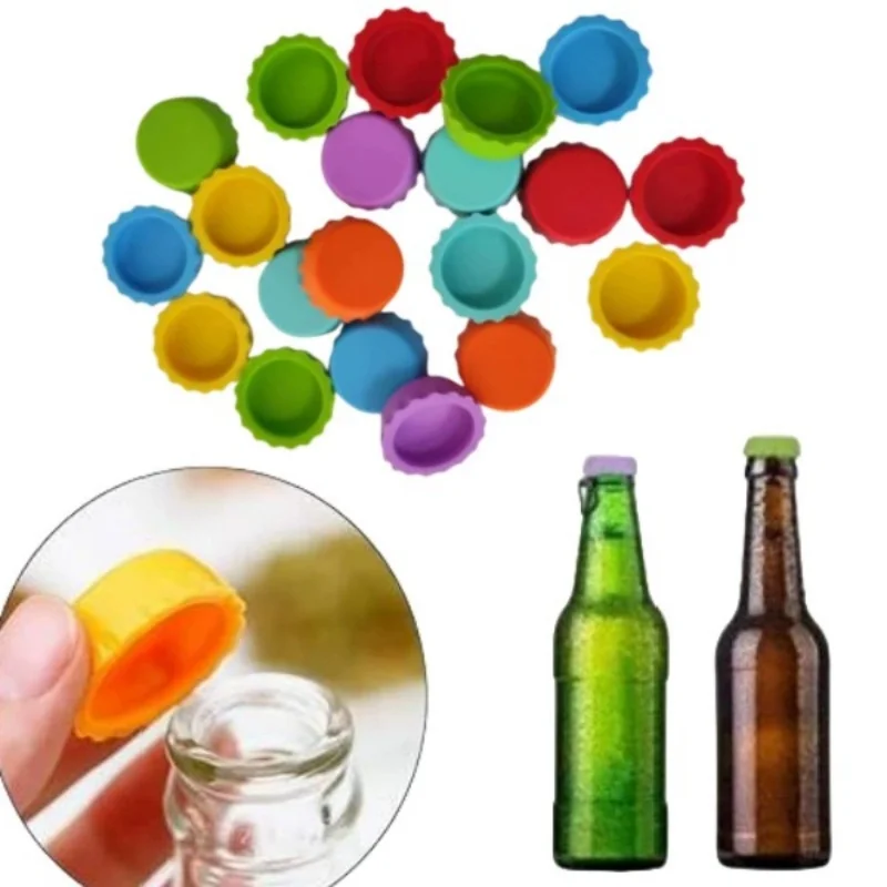 

6PCS Creative Silicone Beer Bottle Cap Preservative Cover Bottle Cover Vinegar Soy Corktail Lid Wine Savers Bar Accessories