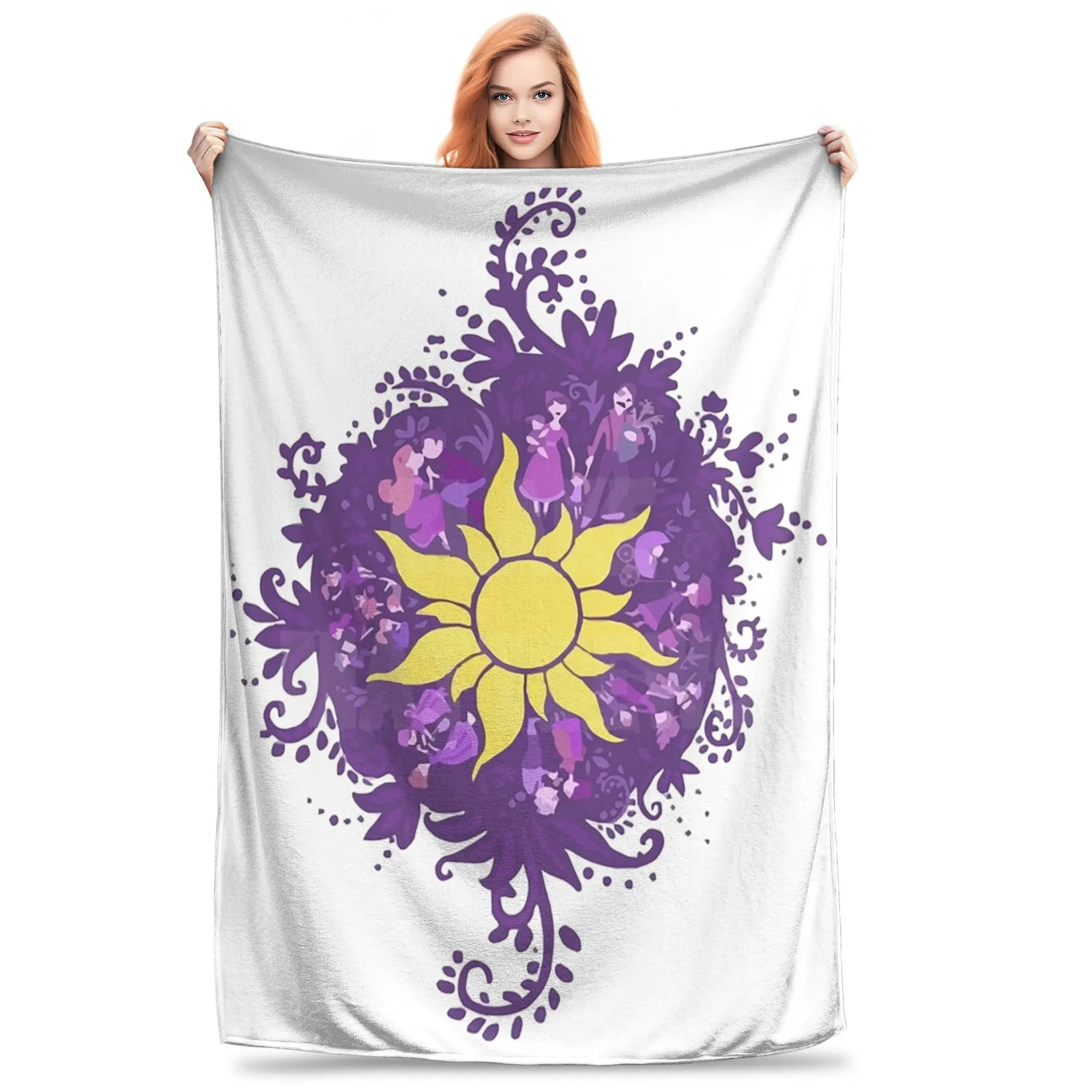 Tangled - Sun - Kingdom Dance Blankets Soft Warm Flannel Throw Blanket Bedding for Bed Living room Picnic Travel Home Sofa