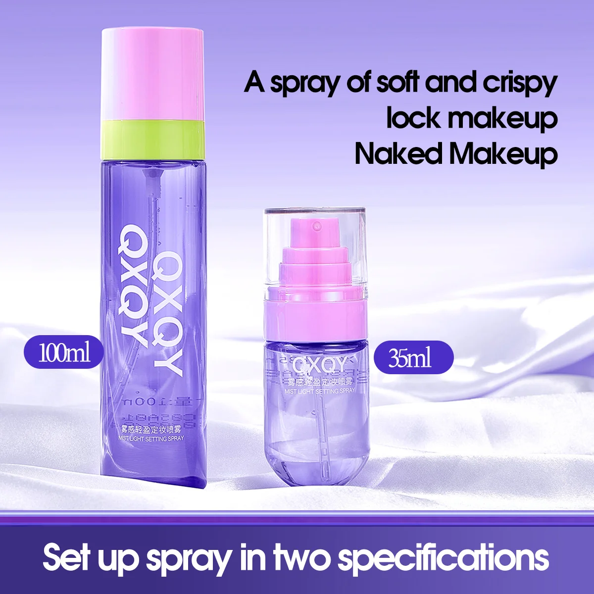 QXQY Light Mist Gesichts-Make-up-Fixierspray, zarte Düse, mattierter, weicher Fokuswirkung, tragbares feuchtigkeitsspendendes Spray