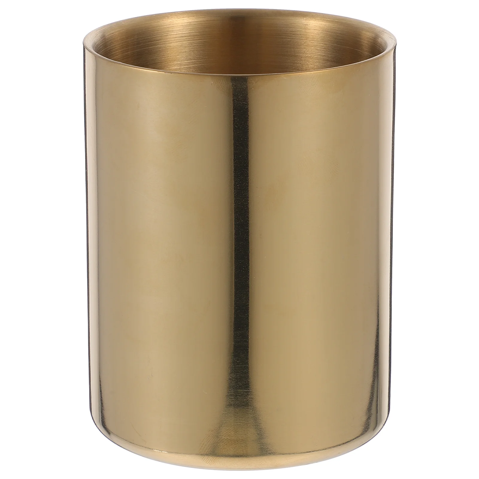 Golden Stainless Steel Pen Holder 304 Metal Pencil Cup Aesthetic Desk Accessories Smooth Multi Purpose Office