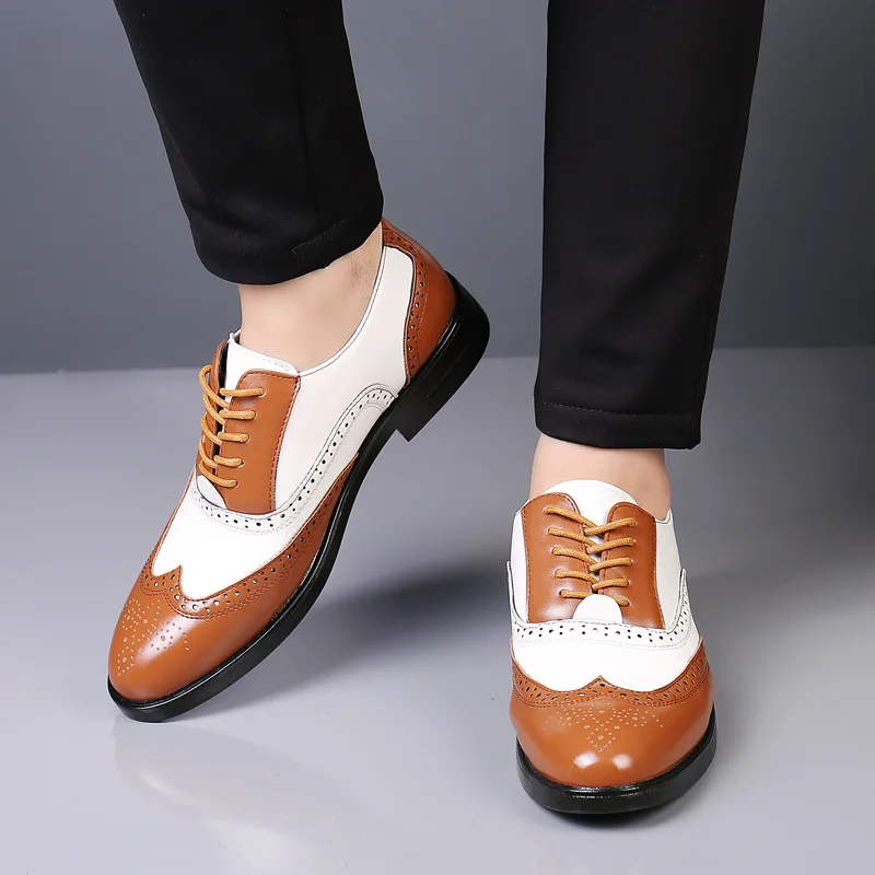 Leather Brogues Men Big Size Fashion Wedding Party Men Dress Shoes Italian Designer Male Drivng Formal Shoes Lace Up Men Oxfords