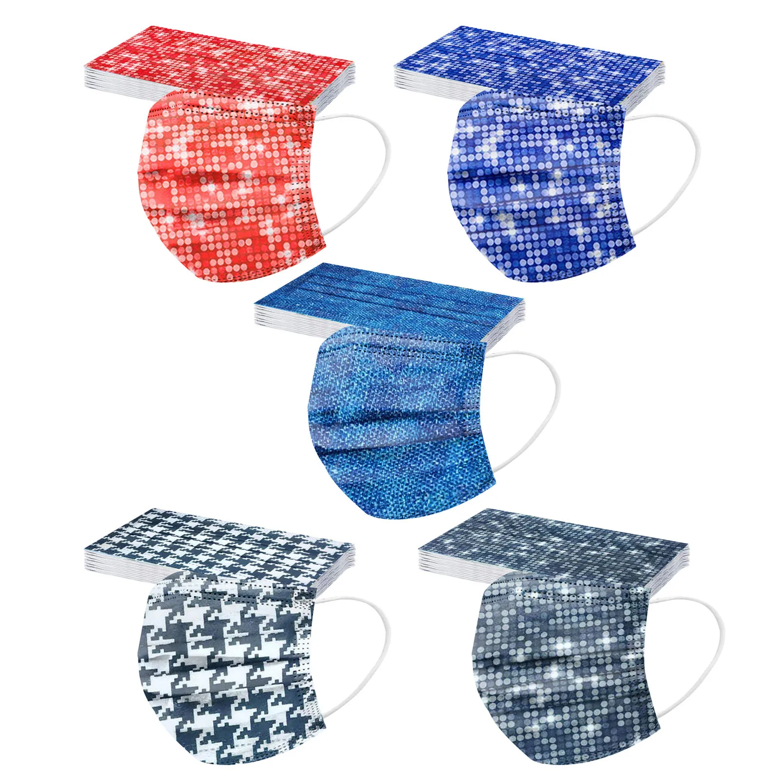 10pcs Disposable face mask Mask Color lattice Printing Breathable Three-layer Mask With Meltblown Pattern Masks masque