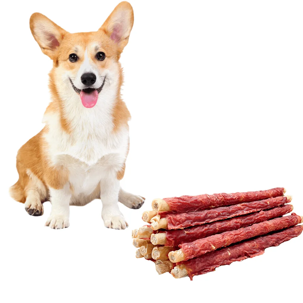 10.58oz/300g(3 Count) 13.4'' Super Duck Wapped Cowhide Stick, All Natural Ingredients, Natural Dog Treats, Healthy