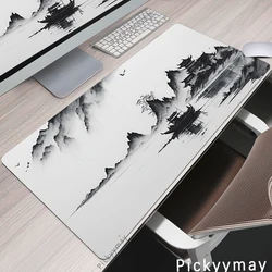 Mouse Pads Mountain Ink Painting Gaming Mousepads 100x55cm Large Mousepad Gamer Rubber Mat Company Desk Pad Design For Gift