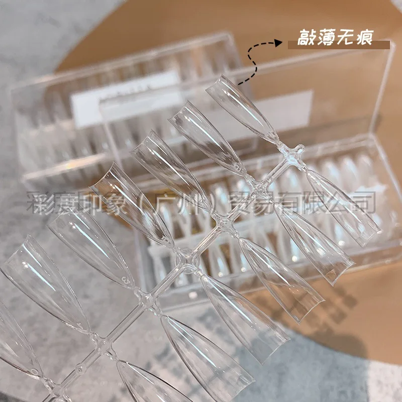 Japanese crescent light C arc half nail plate crease no trace transparent extension for non-abrasive nail salon