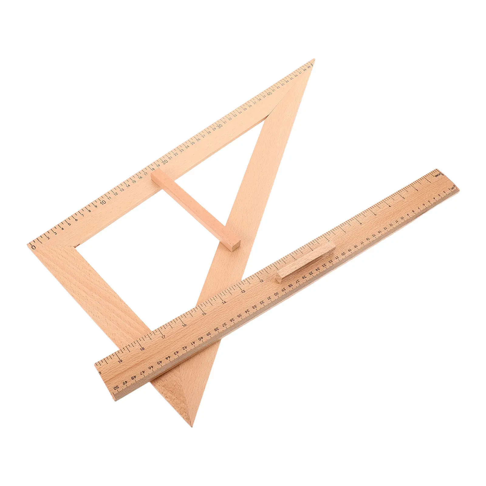 2pcs-wooden-teaching-triangular-ruler-straight-measuring-tool-school-measuring-device-student-crafting-woodworking-classroom