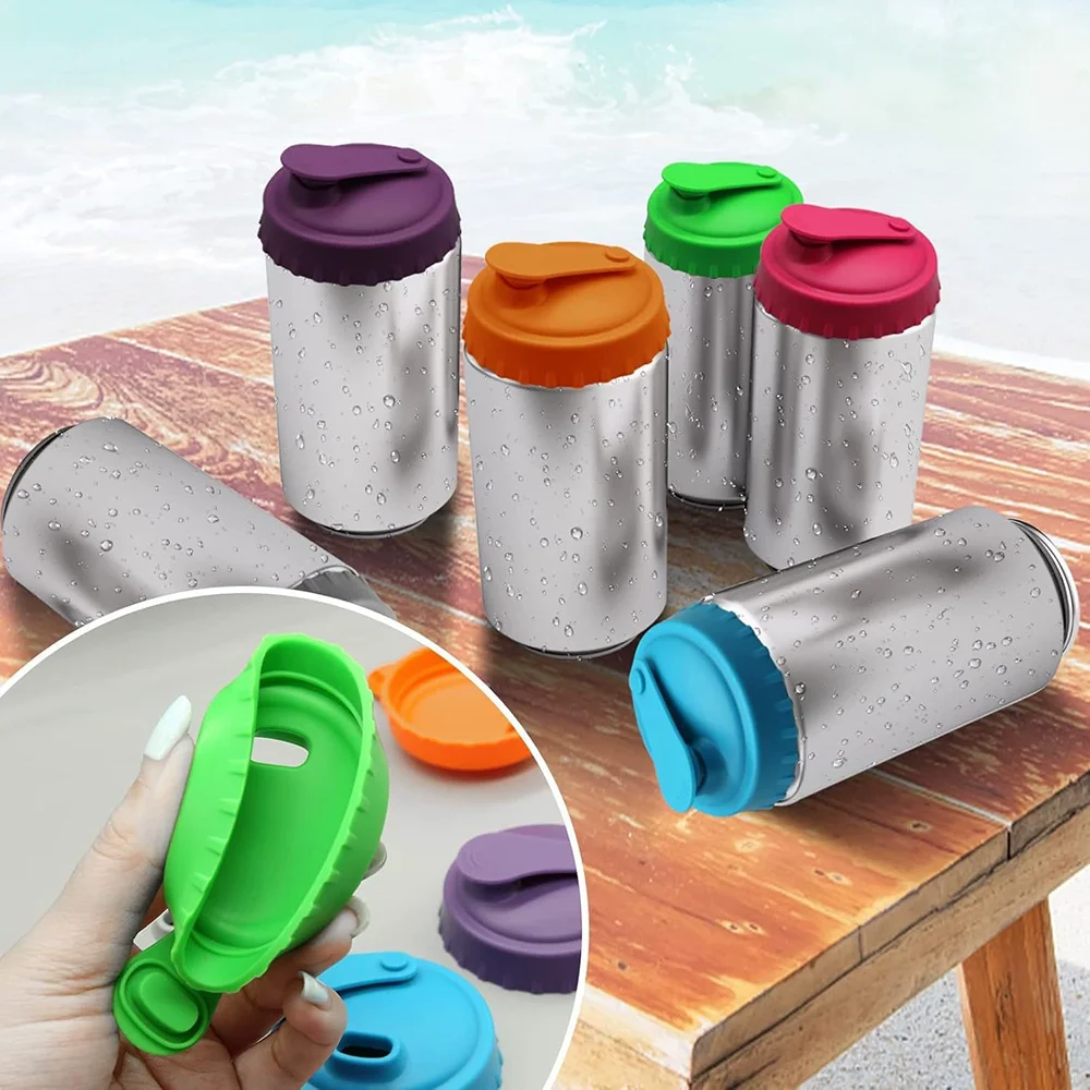 1/6pcs Silicone Soda Can Lid Reusable Can Stopper for Soda Beer Drinks Juice Coke Beverage Fits Standard Cans Protecto Coke Can