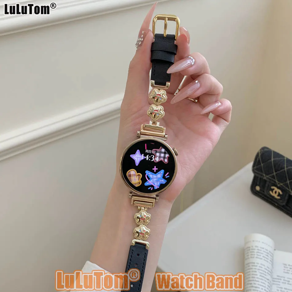 

Элегантный кожаный металлический ремешок для часов для Samsung Galaxy Watch 8 Ultra 7 6 5 4 44/40 мм, ремешок Huawei GT5 Pro 42/46 мм 18/20/22 браслет