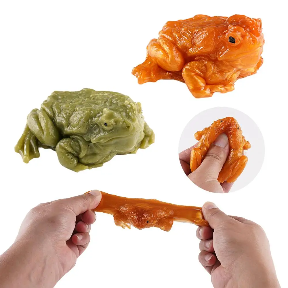 Stress Relief Frog Squeeze Toy Funny Toad Frog Squeeze Stress-relief Soft Decompression Toy Sticky Frog SimulationToy Tricky