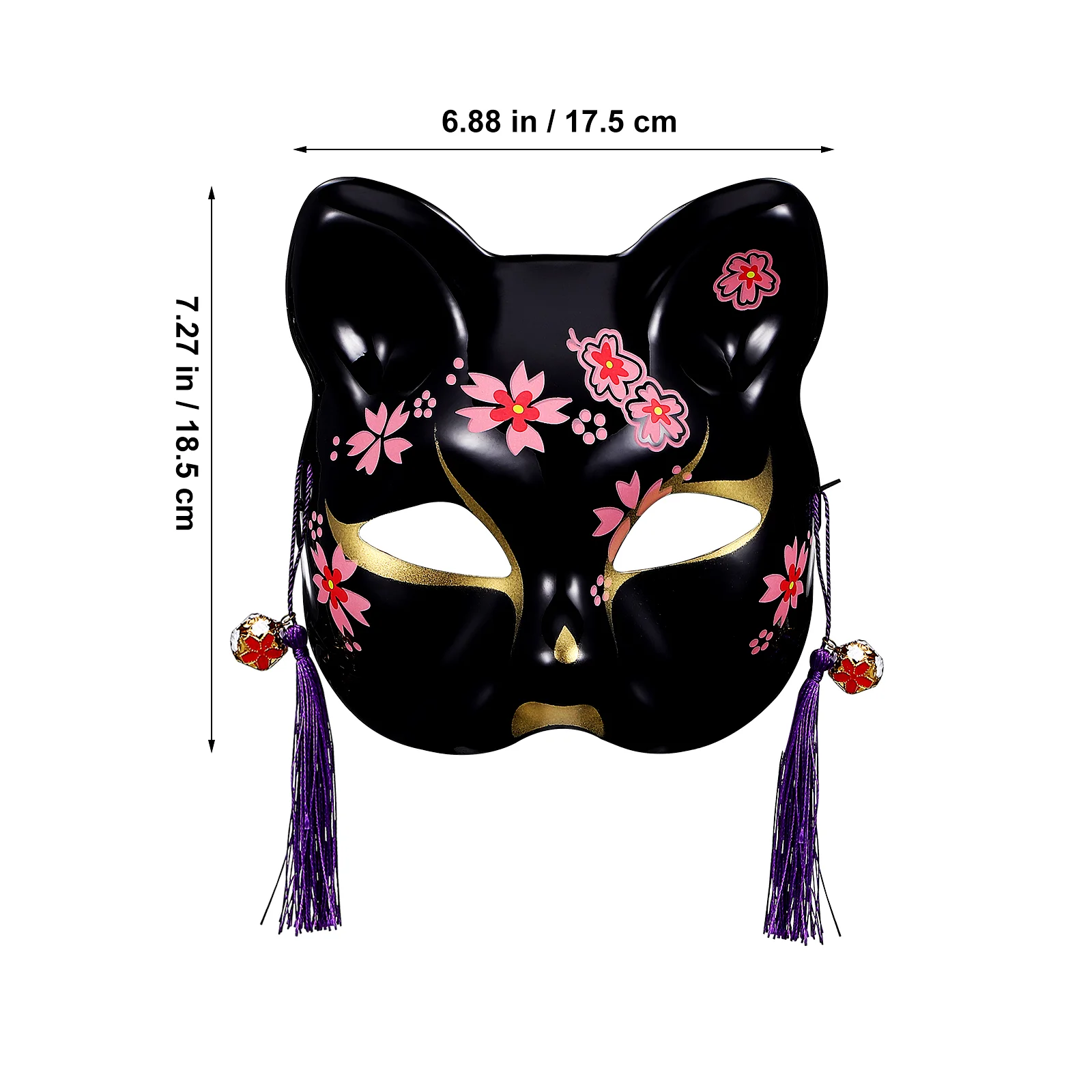 2 pezzi gatto Sakura nero set da 2 pezzi maschera di fiori di ciliegio maschere in maschera giapponese donne Mardi Gras per occhi trucco di Halloween uomo