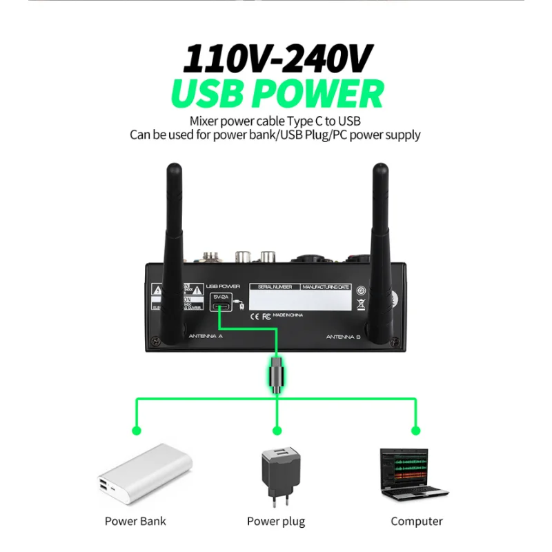 AOSHEN R4 Pro 2 Channels UHF Wireless Microphone With Mixer Mini 4 Channel Karaoke Audio Mixer System For Live Recording