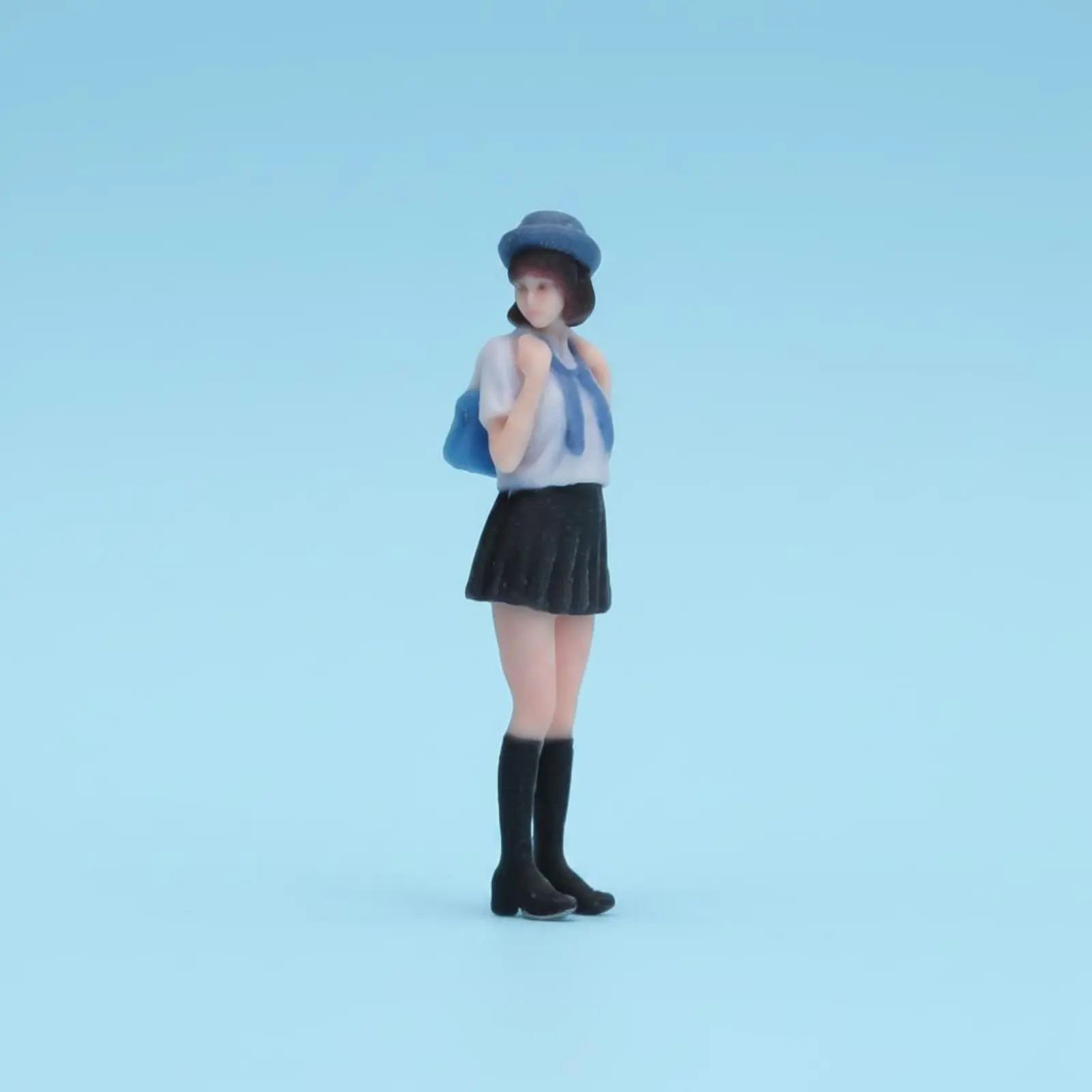 1:64 Scale Female Figure Three-Dimensional Printed Miniature Student Figurine Painted Resin Person Highly Detailed Tiny