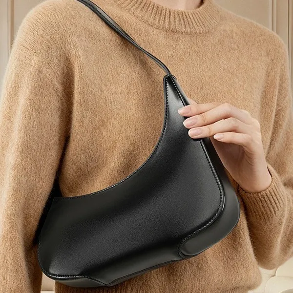 trendy-leather-half-moon-handbag-women's-shoulder-underarm-bag-versatile-commuter-korean-style-handbag-pure-color-leisure-scene