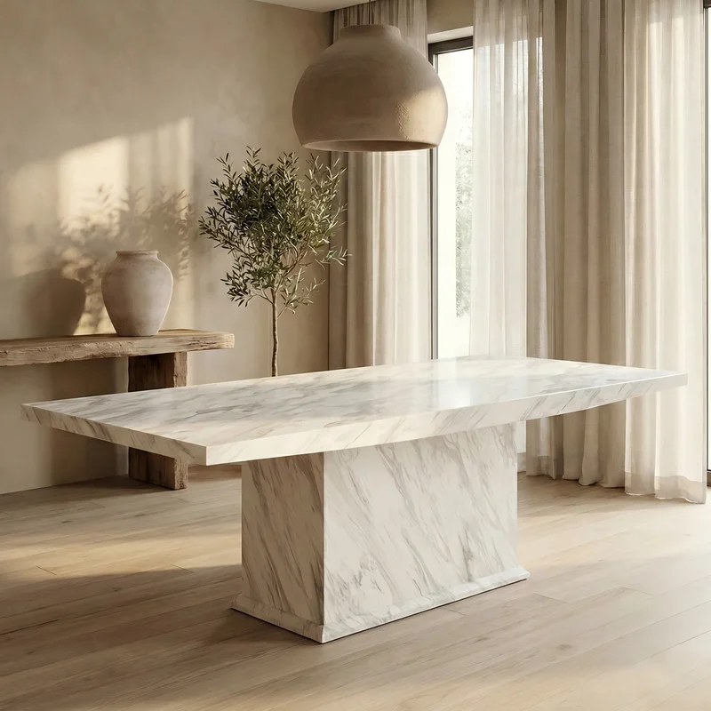 

xx-New Design Luxury Modern White Natural Stone Marble Top Waterproof Dining Room Furniture Dining Table^