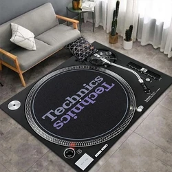 Retro Phonograph Print Carpet for Hip Hop Music Studio Bar Club Hall Floor Mat Home Living Room Large Decor Rug Non-Slip Doormat