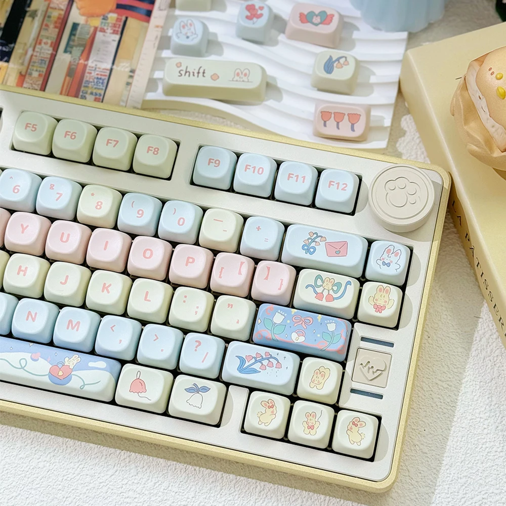 95 Keys PBT MOA Profile Secret Garden Cartoon Key Caps for 61/64/68/84/75/87Keys Gaming Mechanical Keyboard GMK67 GMK87 Keycaps