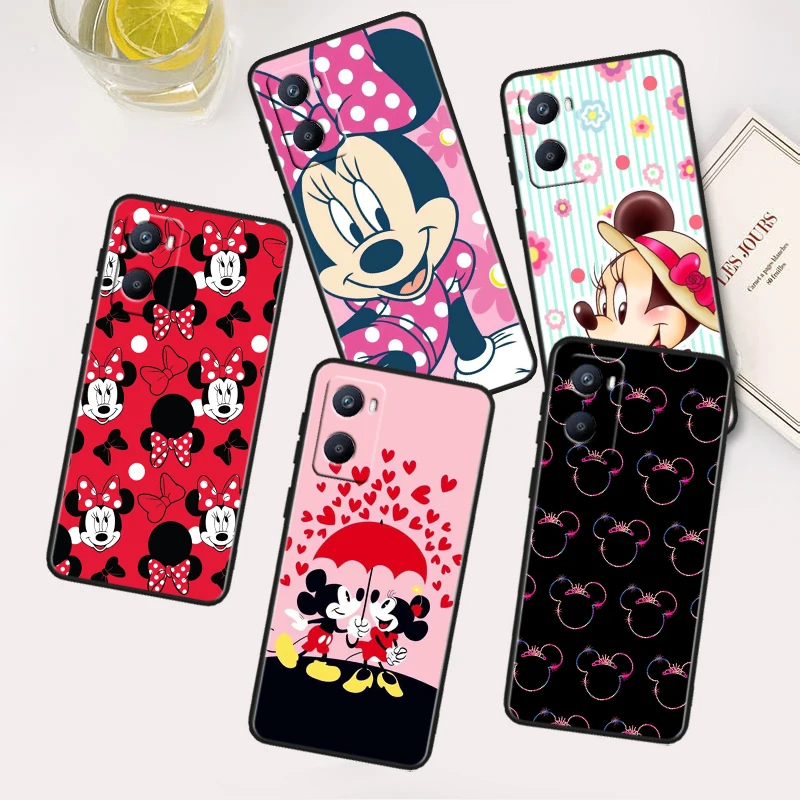 Red Minnie Disney Mouse For OPPO A96 A94 A93 A77S A76 A74 A73 A72 A57S A56S A54S A53 A52 A15S A9 A5 Black Phone Case