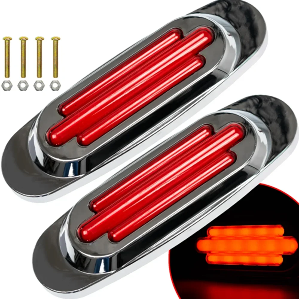 2PCS 12-24V Car Lights Truck Caravan 16LED Side Marker Lights Universa Amber Outline Lamp Side Marker LED Light Chrome