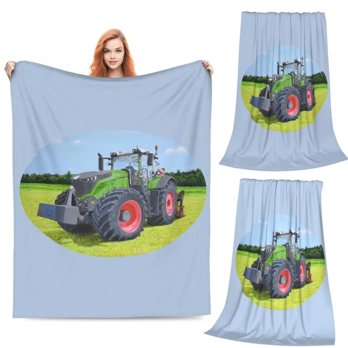 

Green Tractor In Field Blankets Fleece Sofa Super Soft Throw Blankets for Couch Bedding Travel Throws Bedspread Quilt