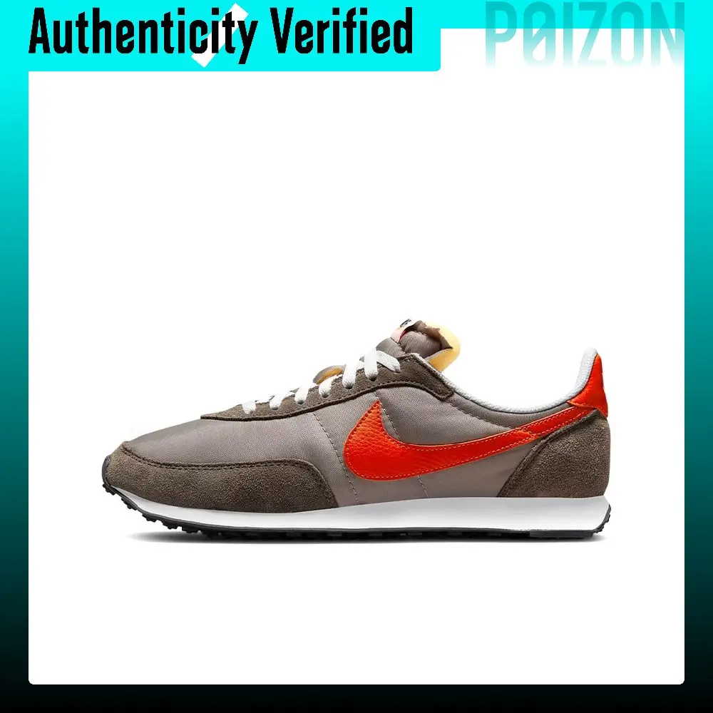 Nike Waffle Trainer 2 Textile, Leather Low top Casual Shoes Men's Brown Red DH1349-002