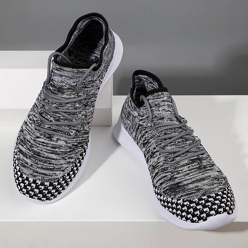 2025 Knit Casual Sneakers for Men Grey Breathable Men Sock Shoes Big Size 46 Light Sneakers Man Walking Shoes sapatos masculinos