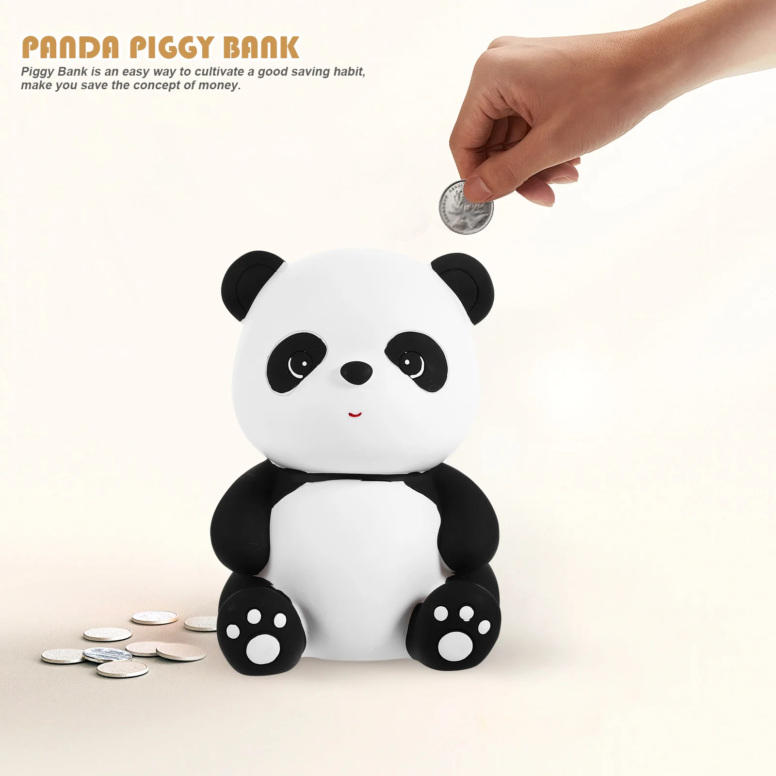 

1pc Panda Piggy Bank Vinyl Unbreakable Sitting Coin Money Box For Home Decor Desktop Saving Jar Gift Birthday Party Decoration