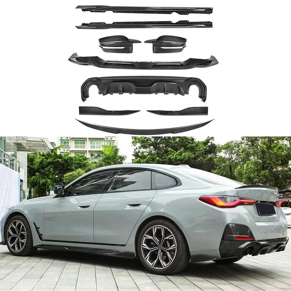 

Dry Carbon Fiber for BMW 4 Series G26 M Sport Sedan 2020+ Front Lip Side Skirts Rear Diffuser Bumper Splitters Side Mirror Gap