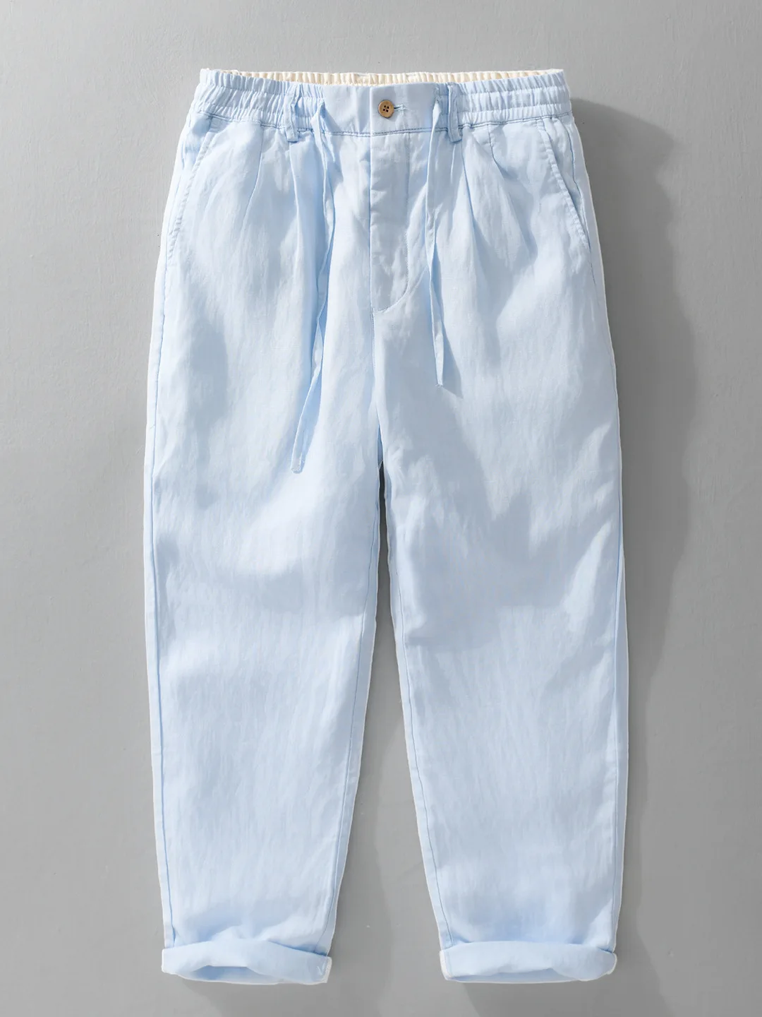 

Men's Casual Pants Linen Loose Fit Straight Leg Breathable Comfortable Summer Wear Resistant Color Fastening No Stretch