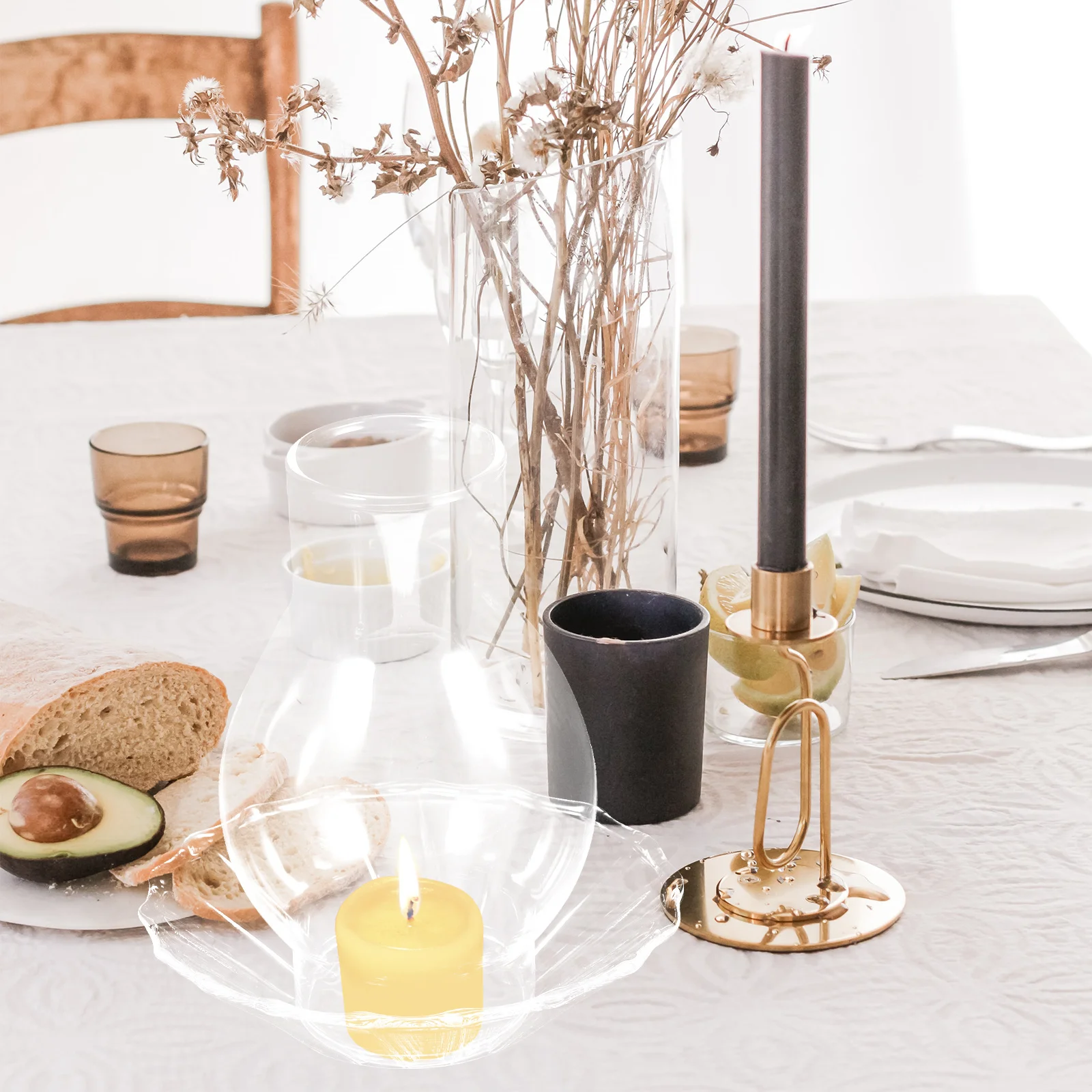 

Wedding Decor Small Glass Holder Centerpieces for Tables Desktop Candlestick Shade Tea Light Unique Holders Shades Jar
