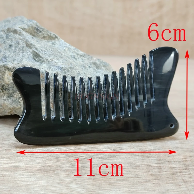 horn comb Multi functional creative ox horn acupoint scraping comb Portable water buffalo horn massage comb