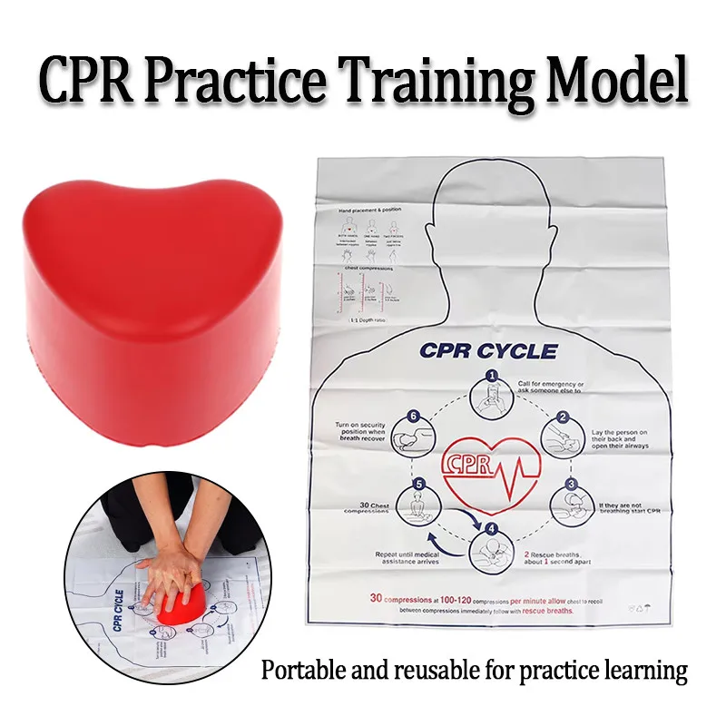 First Aid Teaching Tool for Nursing Mini Heart-Shaped CPR Practice Training Model with CPR Guide Mat