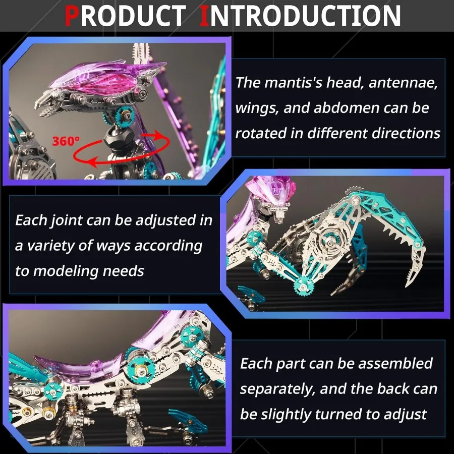 Metalowe puzzle 3D 1000 elementów DIY Mechaniczny zestaw budowlany dla dorosłych Trudny model do składania dla mężczyzn kobiet na urodziny Boże Narodzenie Fioletowy