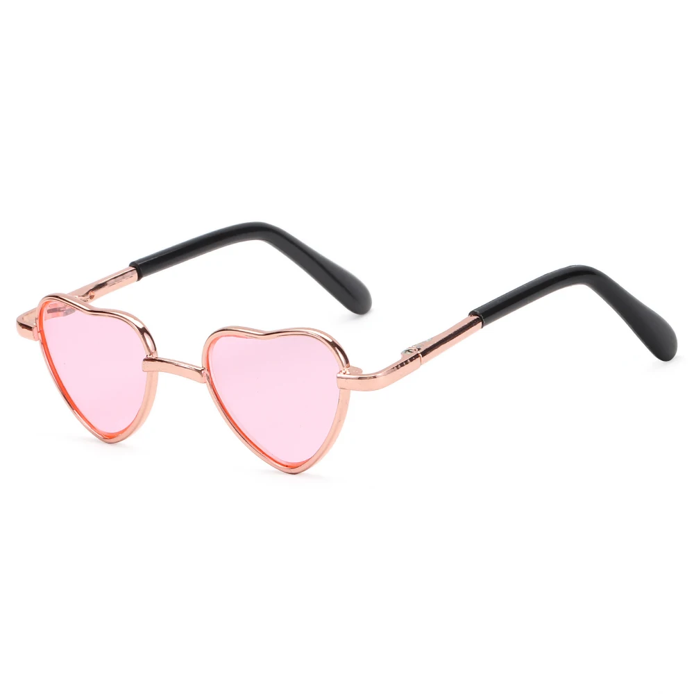 Cute 8CM Miniature Sunglasses Heart Shape Metal Frame Glasses For 14Inch &18Inch Dolls Accessories Plush Toys Doll Eyeglasses