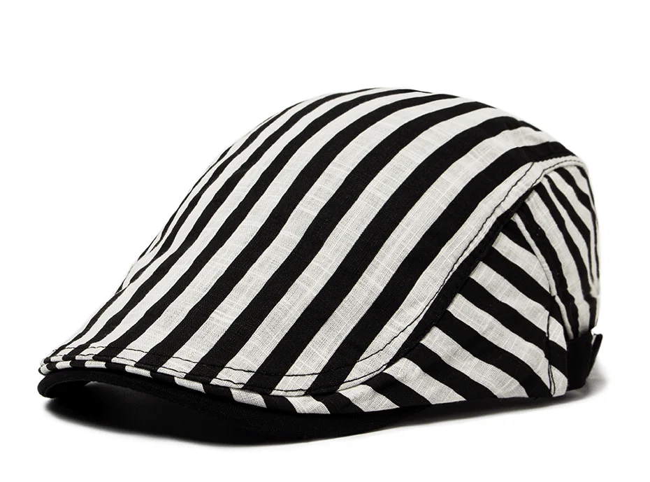 CNTANG Baskenmütze Hut Männer Vintage Streifen Plaid Baumwolle Visier Flache Kappe Lässige Mode Sonne Kappen Für Frauen Sommer Berets Dünnen Stil Neue – Detail 1