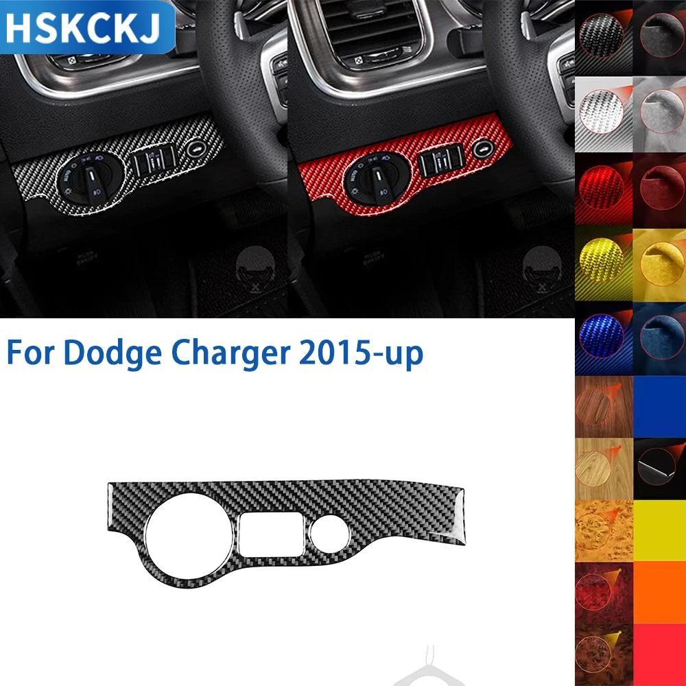 For Dodge Charger 2015-up Real Soft Carbon Fiber Headlight Switch Cover Trim Brand New Durable Unique Stylish Auto Accessories