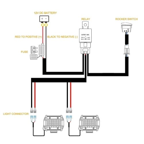 Imagen 2 del producto Kit de arnés de cableado de barra de luz LED, 14AWG, resistente, 12V, 5 pines, interruptor de encendido y apagado láser, fusible de hoja de relé de potencia, 2 cables