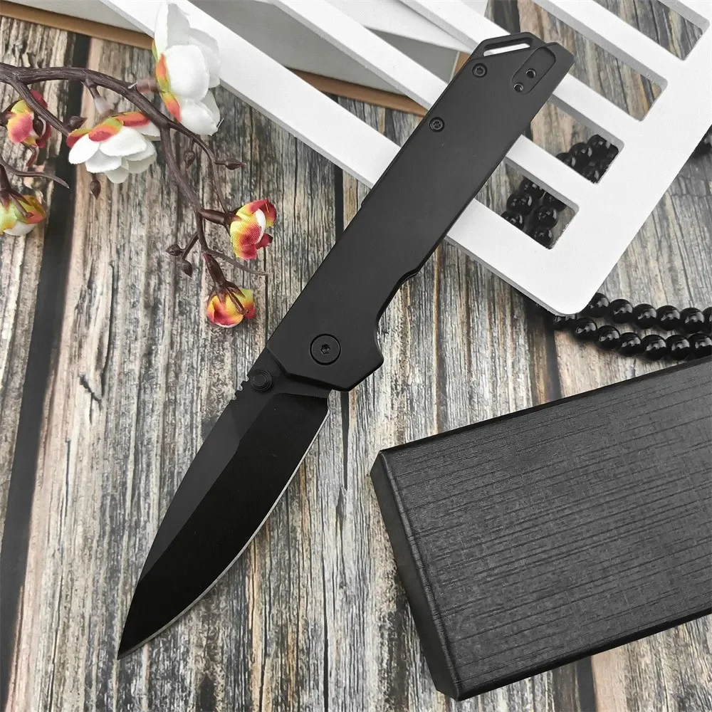 KS 2038 Iridium Assisted Folding Knife D2 Sharp Blade Aluminum Black Handle Outdoor Fishing Camping EDC Safety Cutting Tool Gift