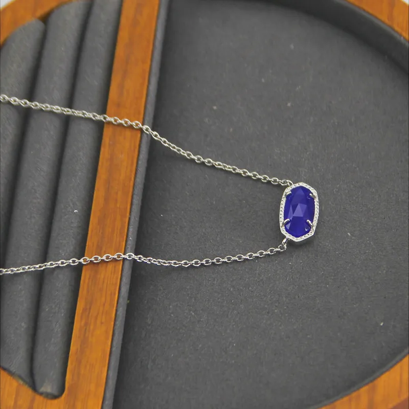 KS الأوروبية والأمريكية الجديدة الرجعية أنيقة عصرية بسيطة متعددة الاستخدامات رائعة متعددة الأوجه الأزرق أوبال البيضاوي المرأة قلادة