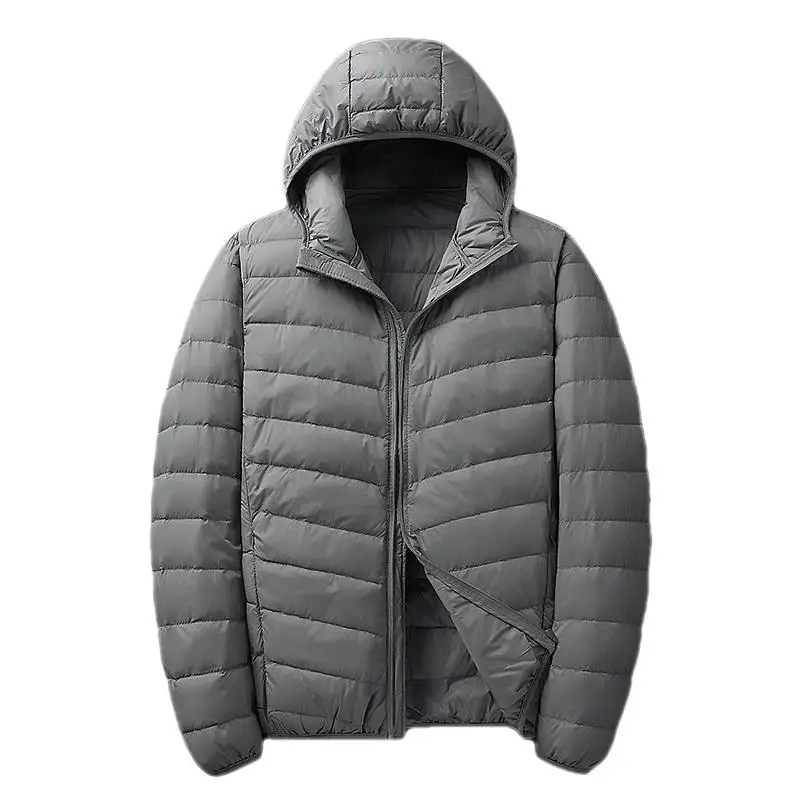 2024 Autumn And Winter New Fashion Hooded Jacket Men\'s Light Thin Down Jacket Trendy Casual Hundred Long-sleeved Full-zip Down